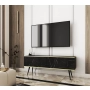 Szafka RTV Marmur Black Royal - Złota  135 cm Noga Czarna -  Złota